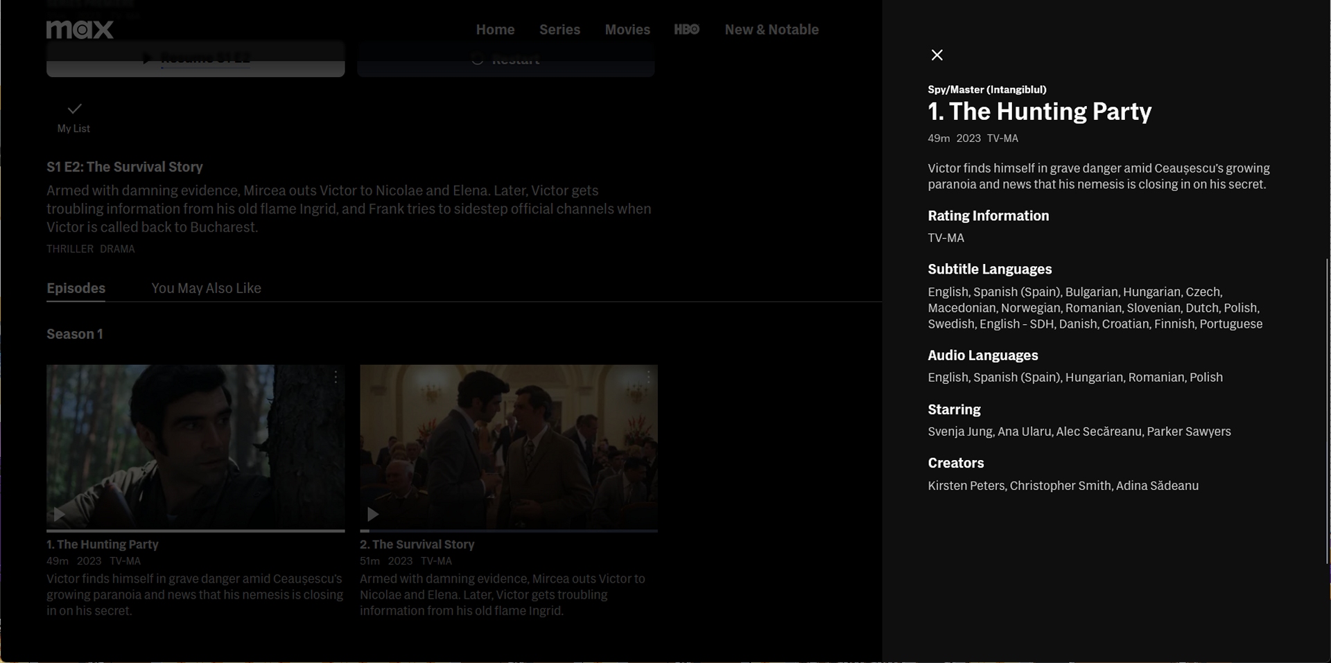 Max Menu System - Episode Details Max Menu System - Episode Details